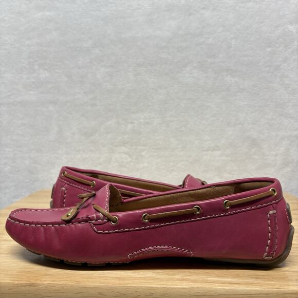 Clarks Dunbar Racer Driving Loafers Moccasin Slip On Shoes Fuchsia Pink Size 8.5 - Picture 7 of 13